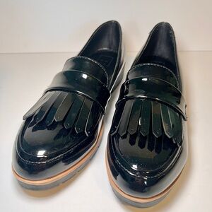 Shu Shop Theodora Black Patent Leather Loafers with Fringe
